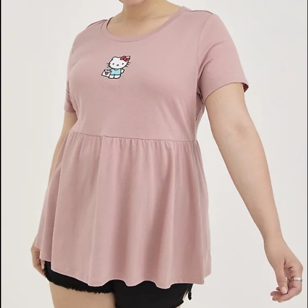 🌈NWT Torrid Pink Hello Kitty Babydoll Top 5X🌈